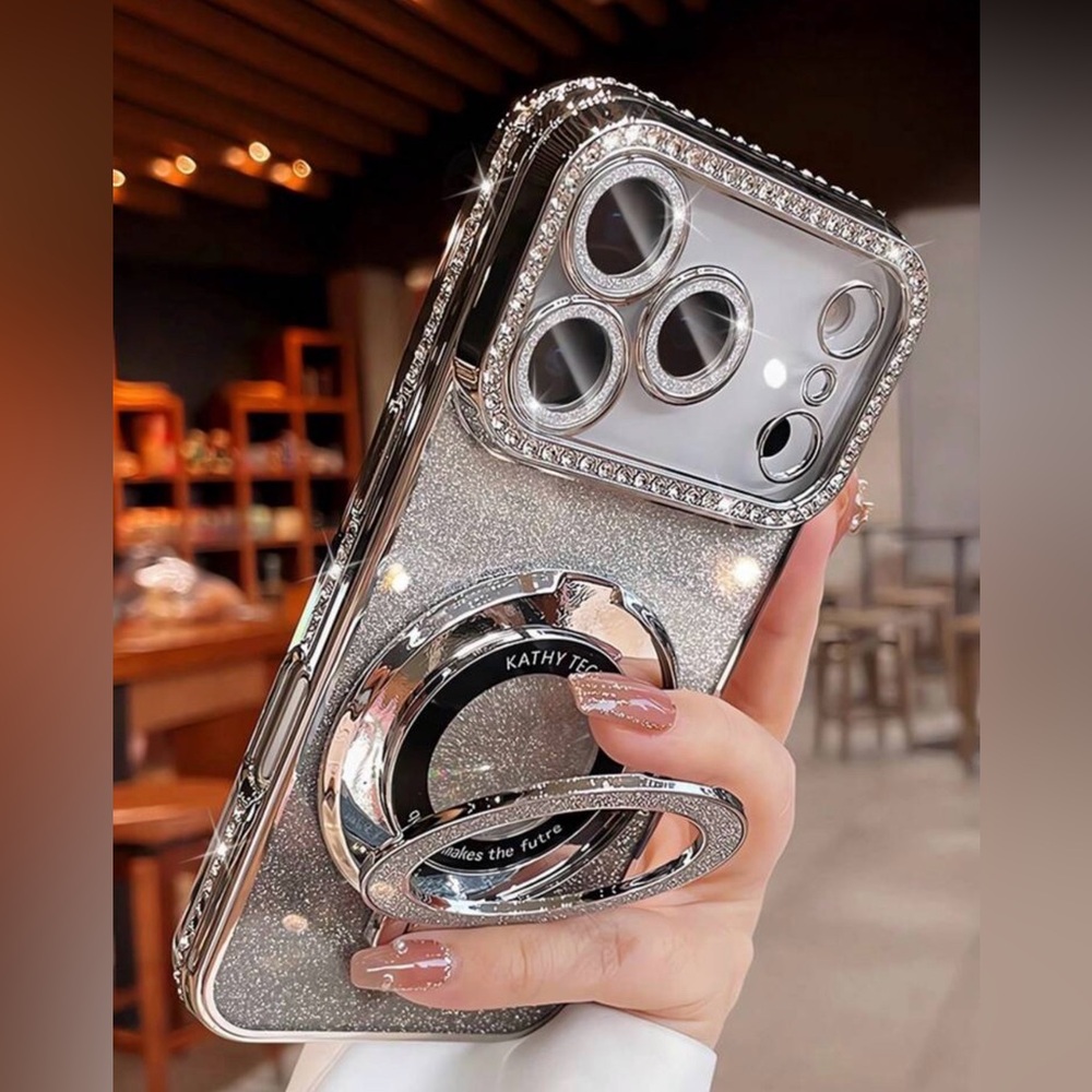 Luxury Gold Glitter Phone 17 Pro Case Silver